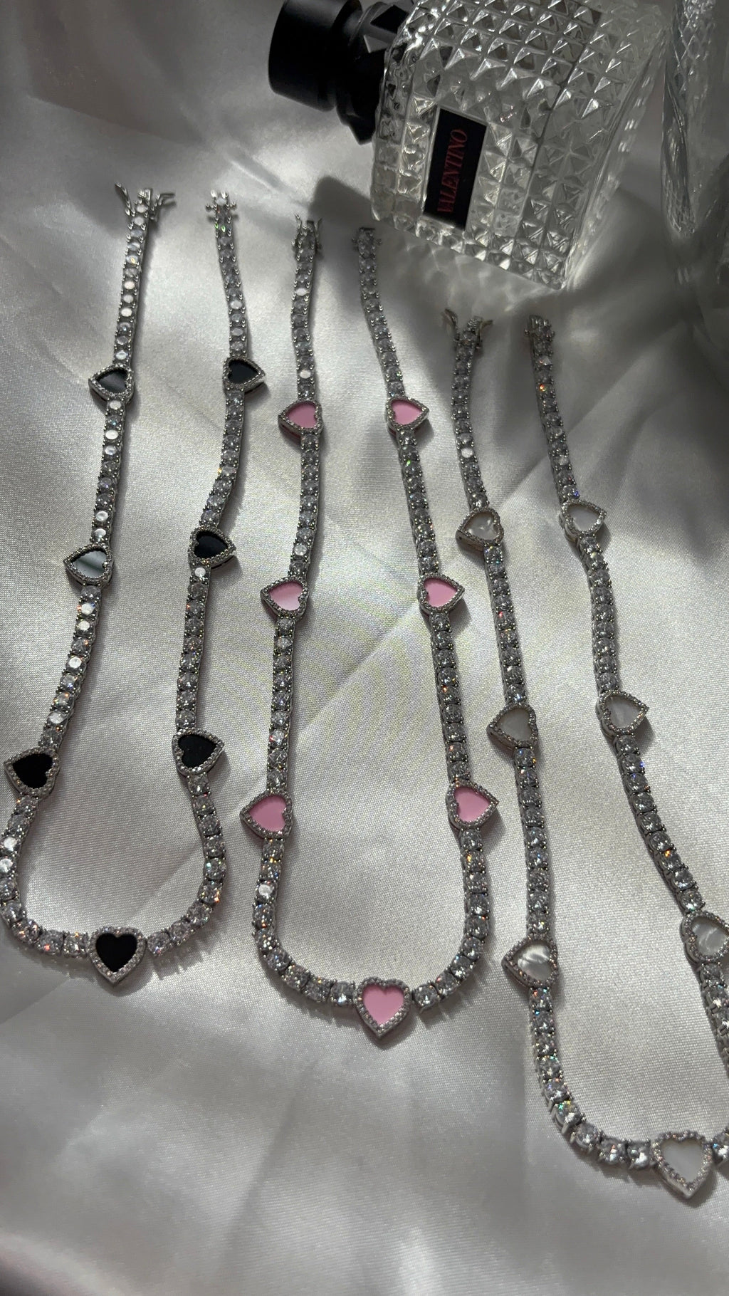 Icy Hearts Tennis Necklace