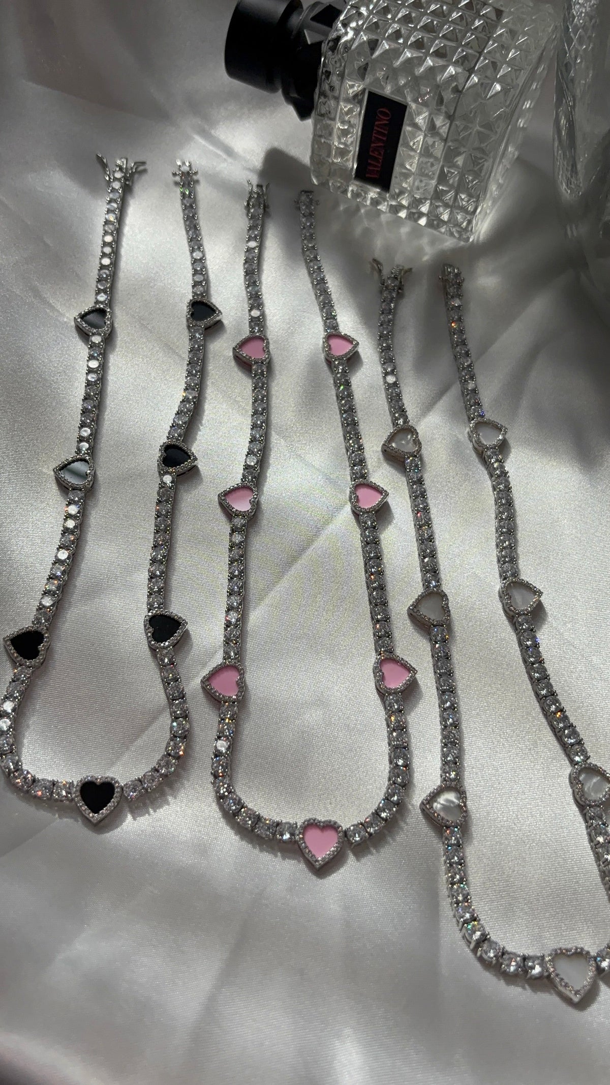 Icy Hearts Tennis Necklace