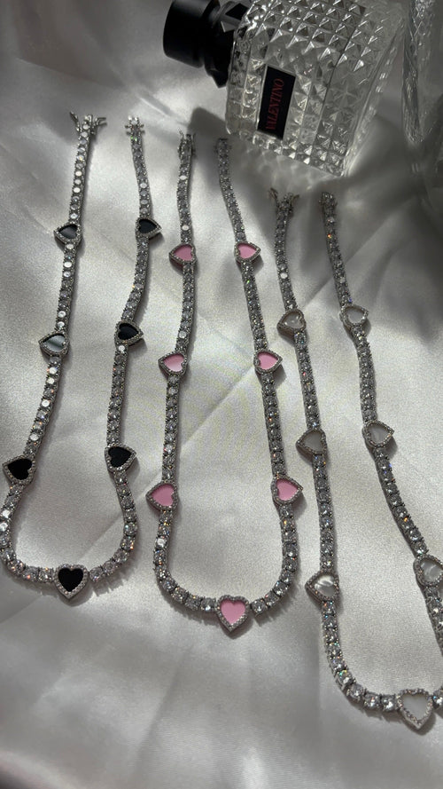Icy Hearts Tennis Necklace