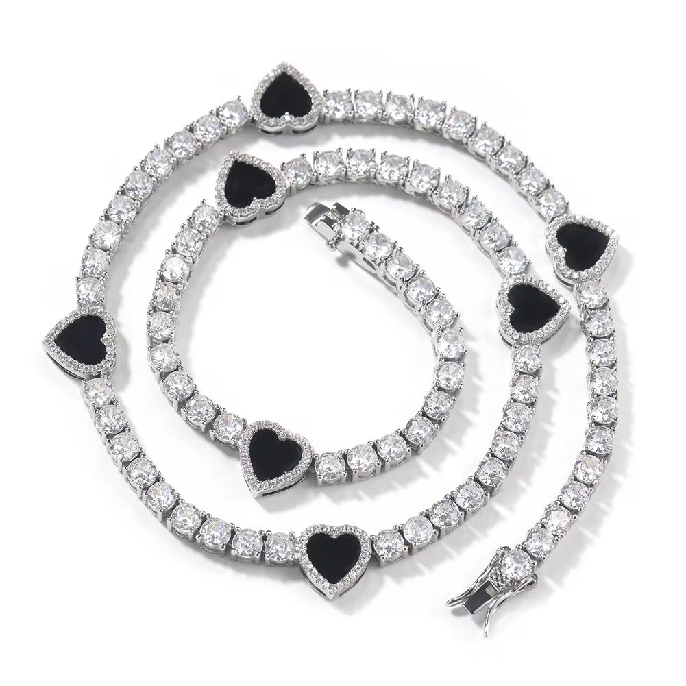 Icy Hearts Tennis Necklace